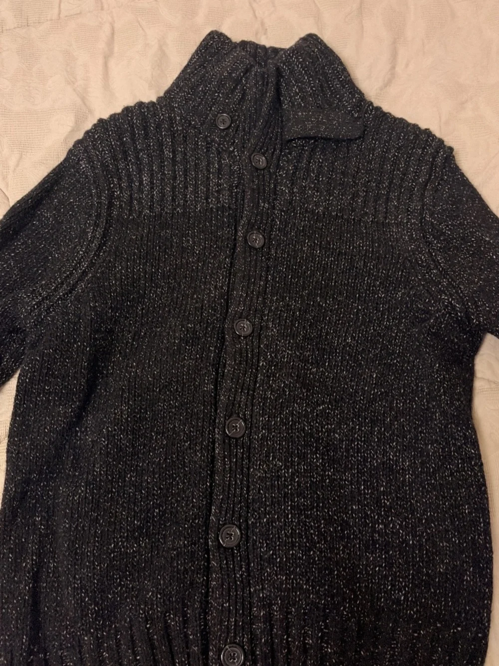 Banana Republic Marled Black High Collar Cardigan Slim Fit Men’s Small